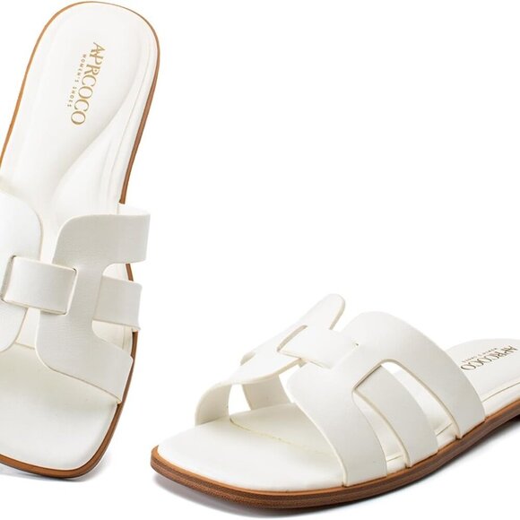 Women's Faux Leather Flat Sandals Summer Slip On Cross Band Breathable - Picture 6 of 6